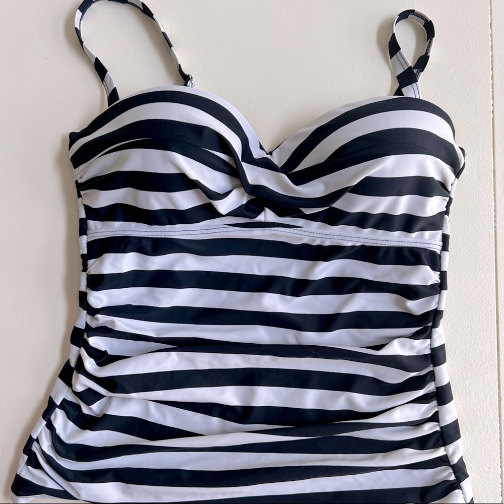 Togs swimwear Australia – navy blue and white striped tankini top